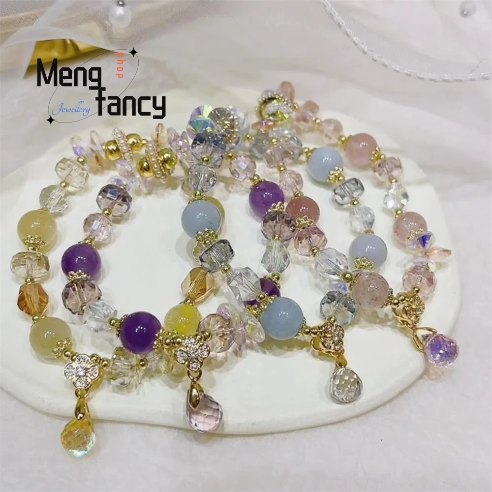 Natural Exquisite Ultra-flash Crystal Bracelet Lucky Grass Water Drop Strawberry Crystal Sexy Young Girls Luxury Fashion Jewelry
