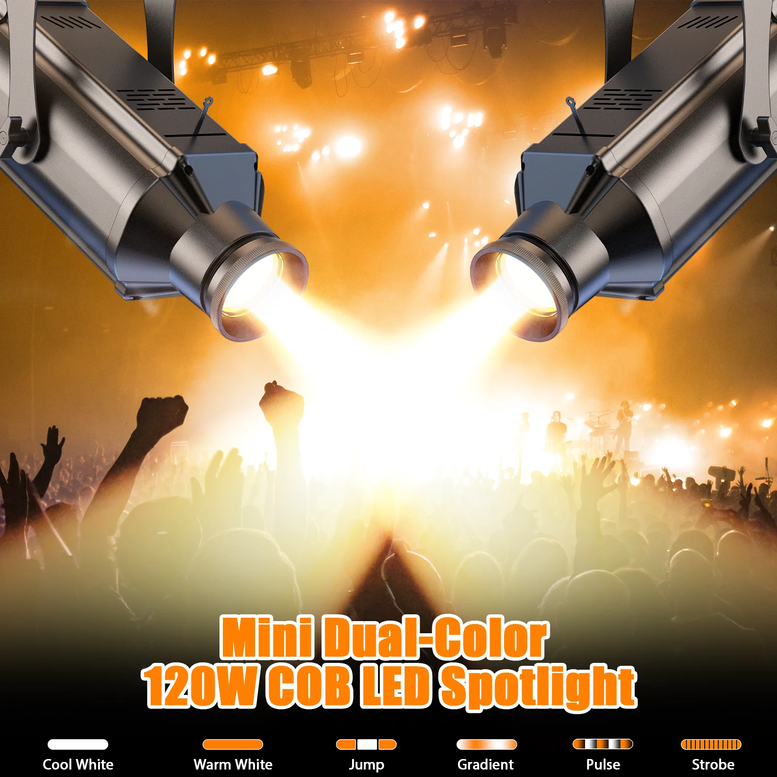 U'King 1/2/4 قطعة أضواء COB صغيرة 120 وات مزدوجة اللون 3 إعدادات لدرجة حرارة اللون ضوء المرحلة يعتم سلس DMX لشريط حفلات DJ