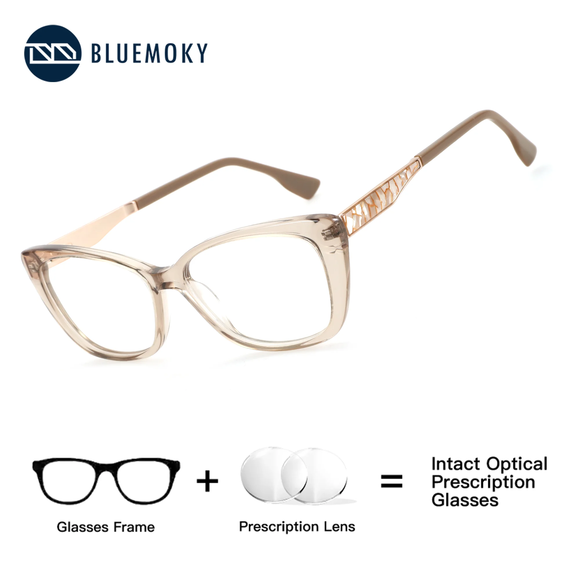 

BLUEMOKY High Aesthetic Acetate Butterfly Prescription Glasses,Women Optical Blue Lenses,Progressive Myopia Photochromic
