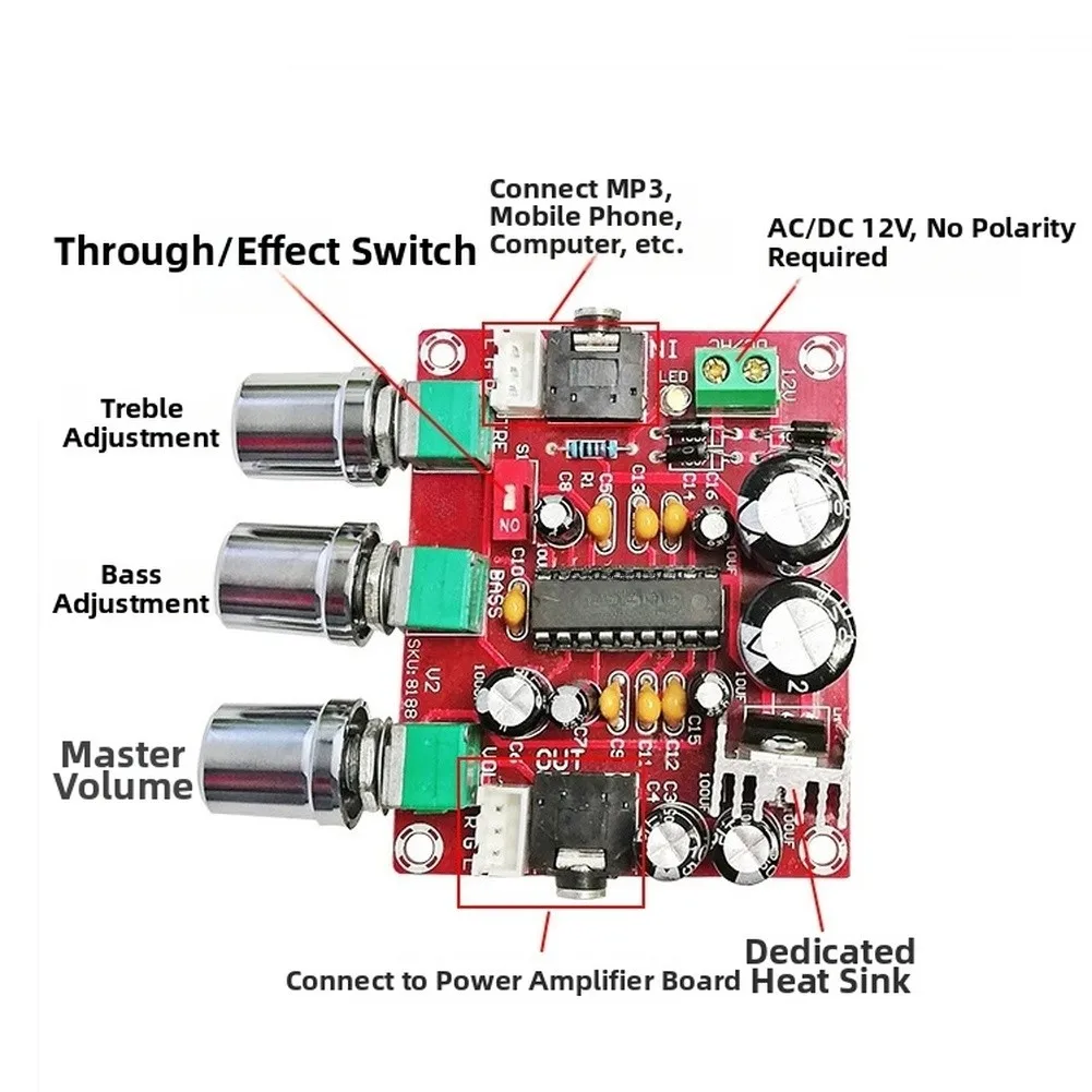 Xh-M151 BBE Audio Processor Preamp Tone Board With Bass Treble Volume Control For DIY Sound System XR1075 Chip Accessory