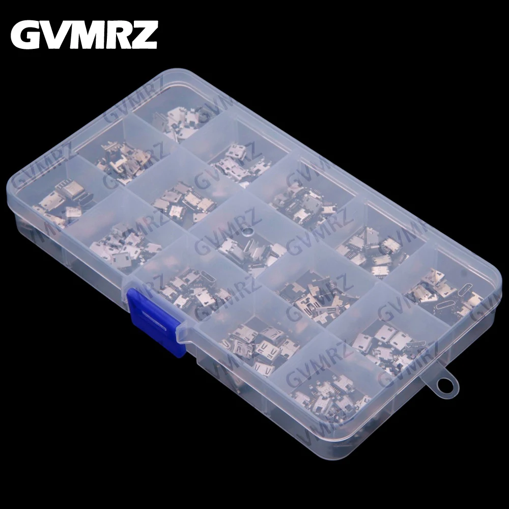 15Values 150PCS Micro USB female connector, boxed MINI Android phone charging port, microphone mini
