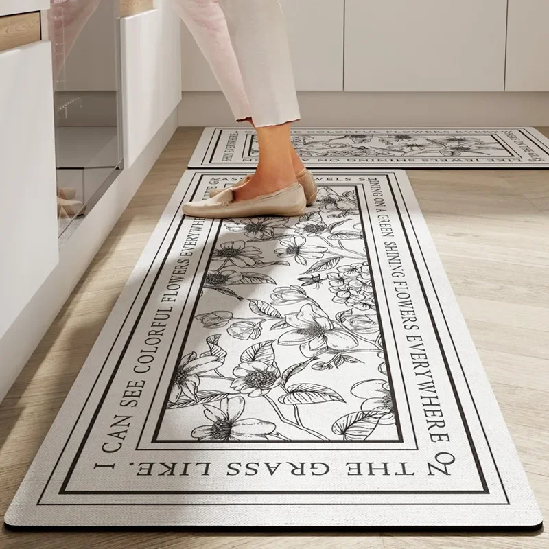 Kitchen Mat Pvc Leather Foot Mats Waterproof Floor Carpet Home Decoration Luxury Long Rug Non-slip Washable Alfombra De Cocina