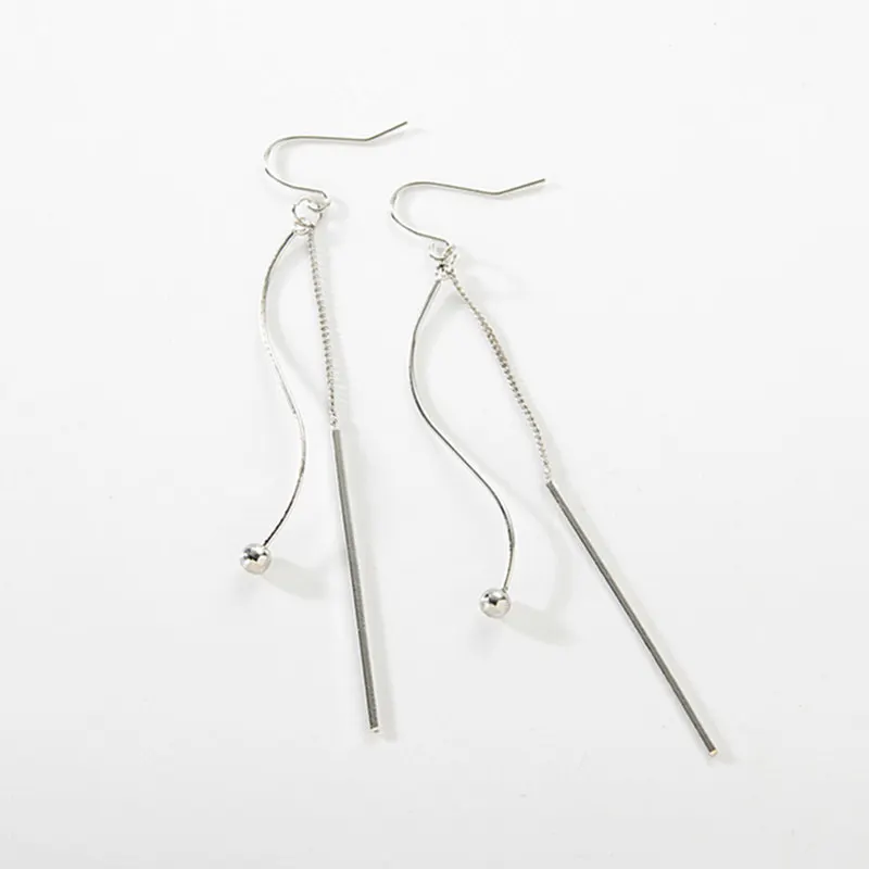 Minimalist Metal Chain Tassel Earrings Fashion Silver Plated Long Drop Earrings For Women Jewelry Brincos Wholesale Bijoux