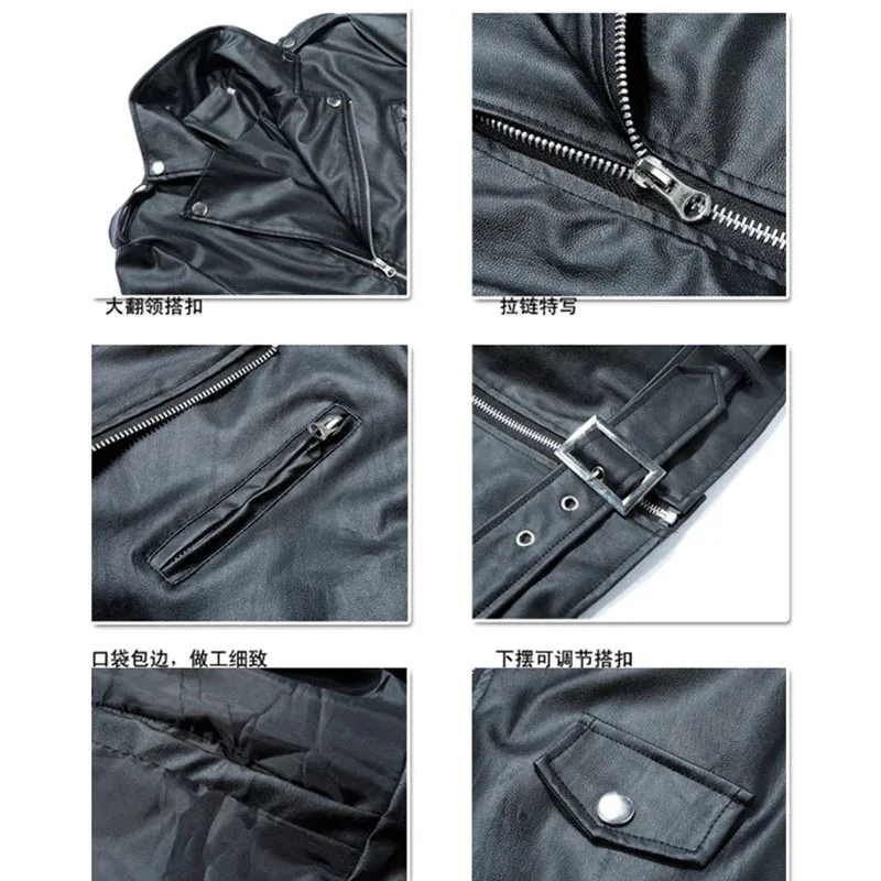 The Walking Dead Negan Black White PU Leather Jacket Coat Men Adult Halloween Cosplay Costume Winter Spring Autumn Coat