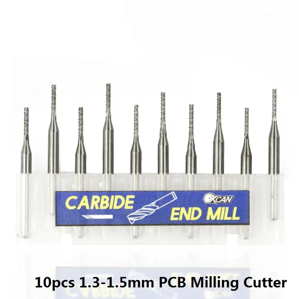 

10 Pcs 1.3 / 1.4 1.5mm Pcb End Mill 3.175mm Shank Cnc Machine Router Bit Carbide