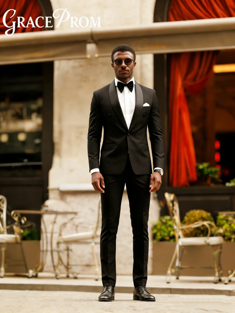 

Elegant Black Men's Suit Set For Wedding Suit Double Breasted Jacket Pants Trendy Business Men Groomsmen Formal Tuxedo Slim
