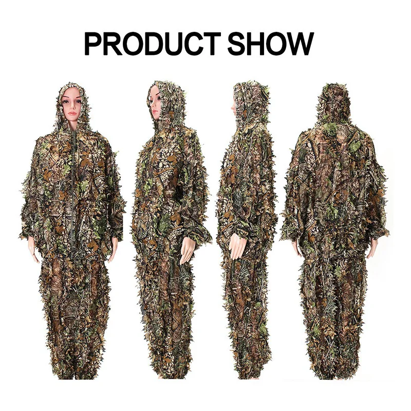 Lynjacye Unisex Outdoor Disguised Camouflage Clothing 2pcs Tactical Suit Geely 3D Leaf Tactical Set