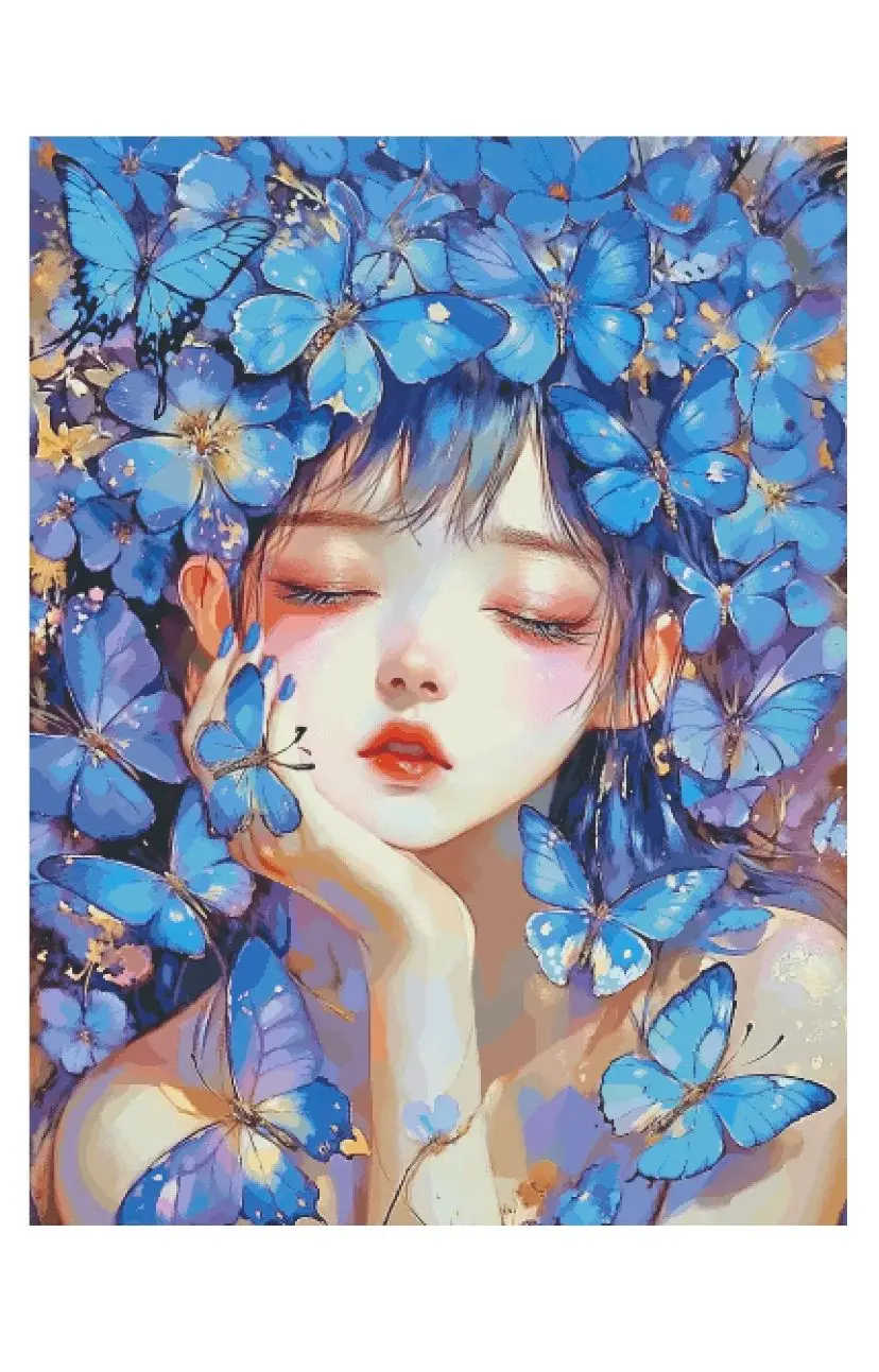 

Синяя бабочка красоты 14CT 16CT напечатан на холсте вышивка крестиком DIY набор рукоделие вышивка 189 цветов