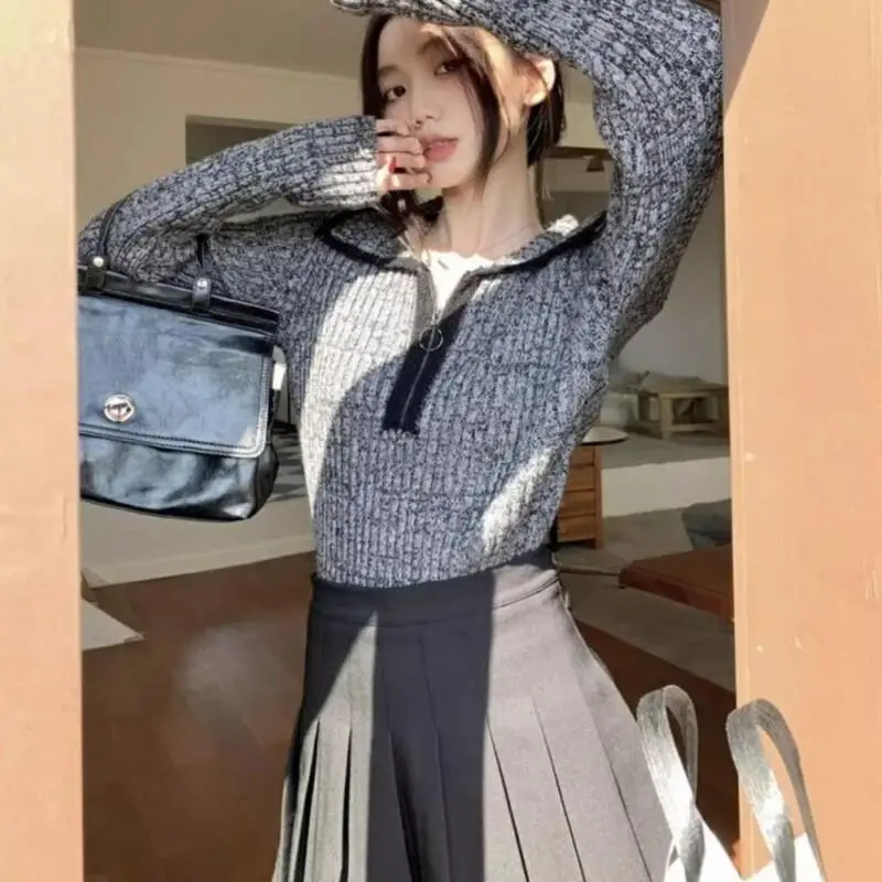 Frische süße süße Herbst klassische Freizeit tägliche Strickwaren Frau Kawaii vielseitige kurze Pendeln Outdoor Top Kleidung Pullover neu