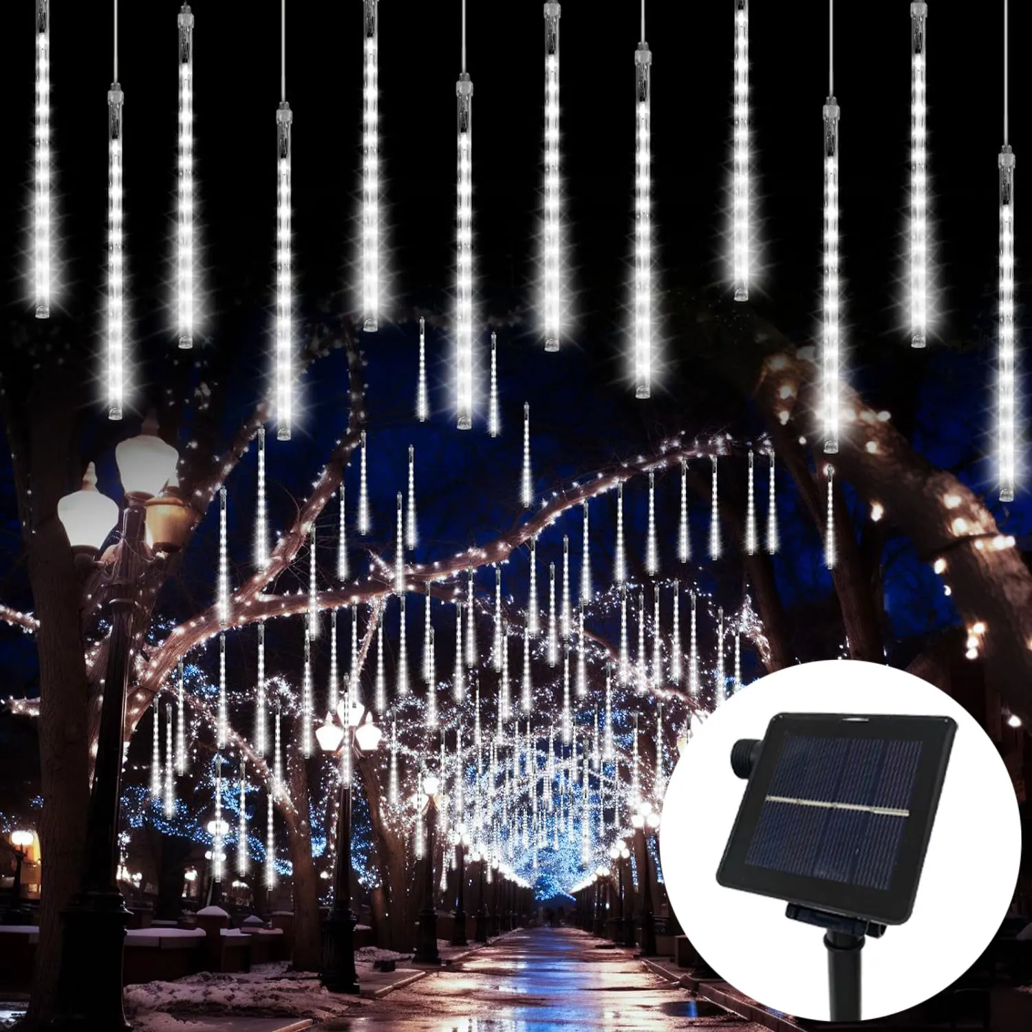 1 Pack Solar LED Meteor Shower Holiday String Light Waterproof Fairy Garden Decor Outdoor Street Garland Christmas Decoration