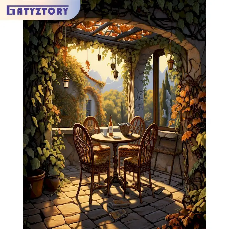 

GATYZTORY Painting By Number Forest Landscape Oil Picture Drawing On Canvas Coloring By Number With Frame DIY Adults Kit Decor