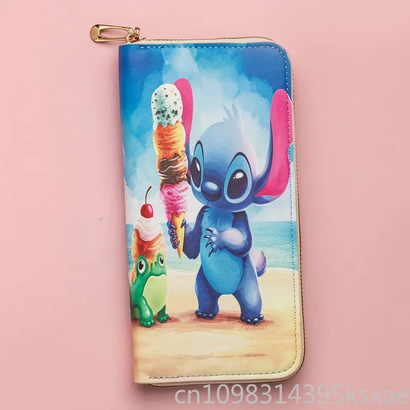 

Disney Stitch Wallet Long Cartoon Cute Coin Purse Card Holder with Zipper Fashion for Women Men Girls