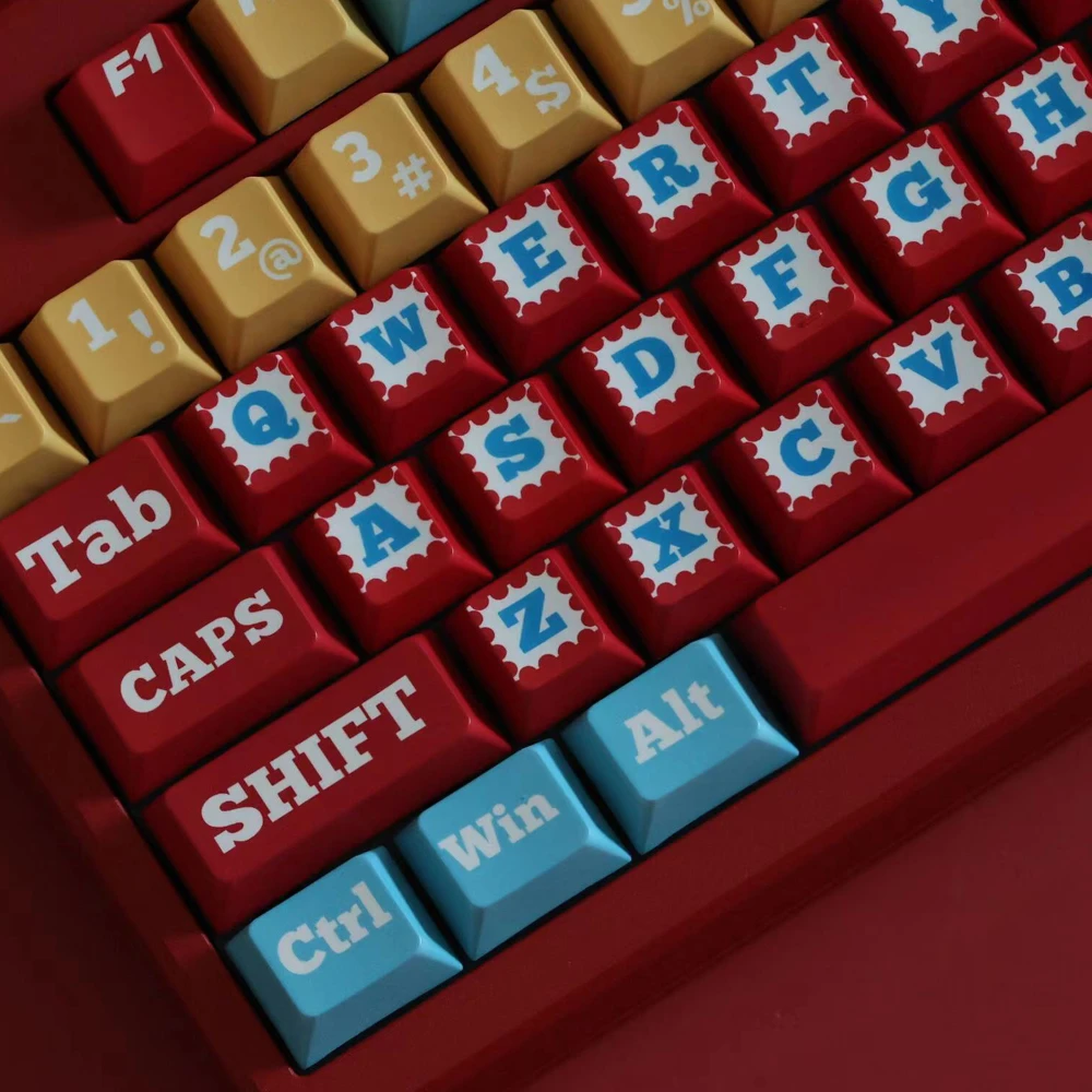 ECHOME Movie Ticket Tema Keycap Set, PBT Custom, Natal Red Keyboard Cap, Perfil cereja, teclado mecânico