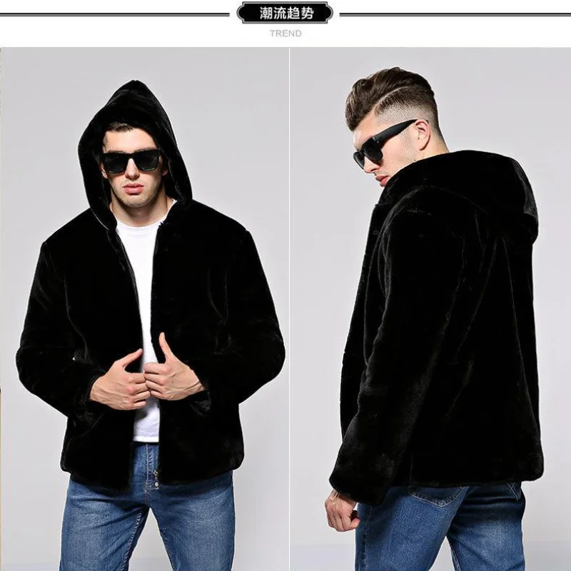 Autumn and Winter New Men\'s Thickened Loose Mink Coat Casual Fashion Faux Fur Coat