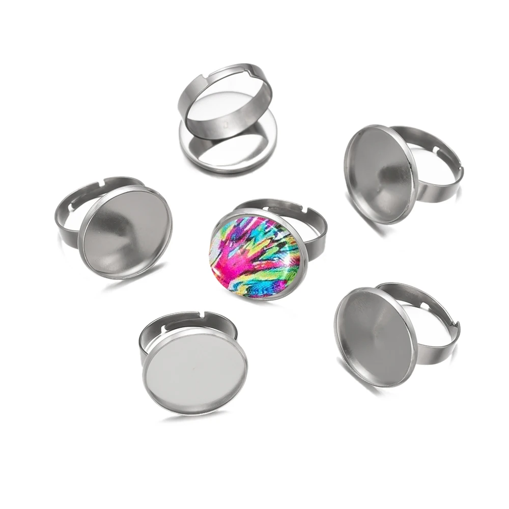 

10pcs/Lot 6-20mm Adjustable Blank Finger Rings Base Tray Cabochons for DIY Jewelry Making Accessories Supplies Materials Crafts