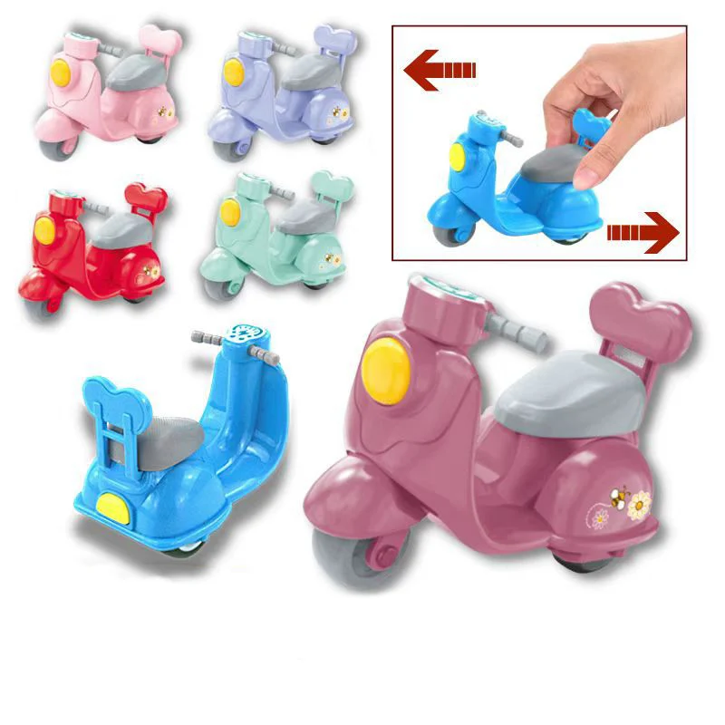 Kreskówka Cute Q Mini-Drop-proof Pull Back domek dla lalek motocyklowych miniaturowe meble zabawkowy Model dzieci zabawka dla chłopców prezent dla dziewcząt