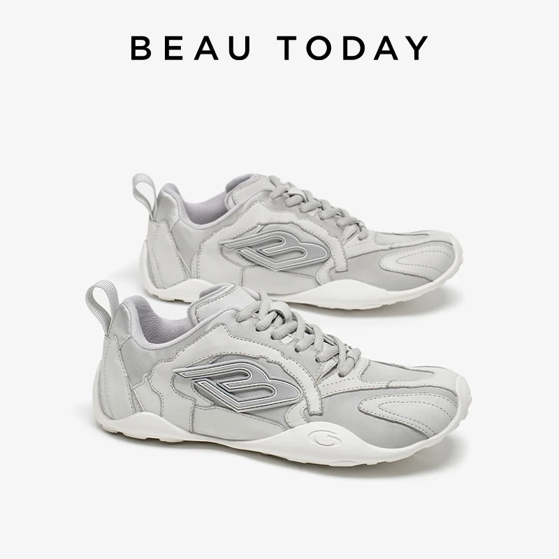 

BEAUTODAY Casual Sneakers Women Cow Leather Lace-Up Patchwork Round Toe Trainer Ladies Vulcanized Sports Shoes Handmade 29E01