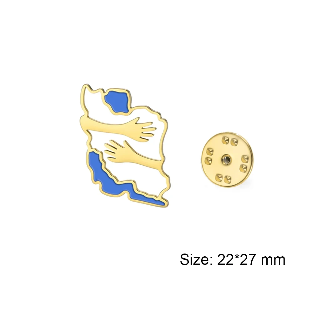 CoolTime Retro Hohle Iran-Karte Brosche für Männer und Frauen Goldfarben Strass-Besetzt Edelstahl-Schmuck Großhandel – Detail 12