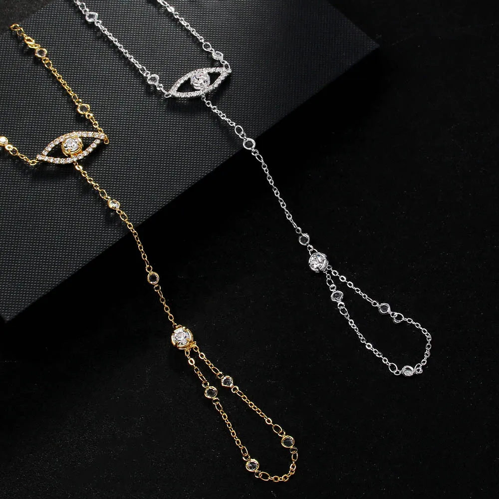 Demon eye integrated bracelet women's hand back chain rhinestone adjustable daily commuting bracelet