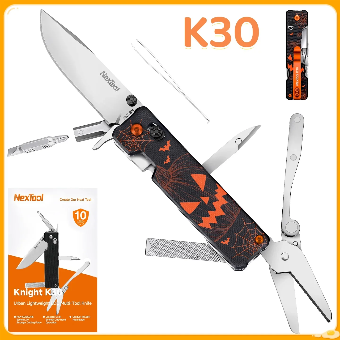 Nextool Knight K30 11-in-1 Multitool Folding Knife EDC Pocket Tool with Scissors Outdoor Survival Gear for Camping Hiking