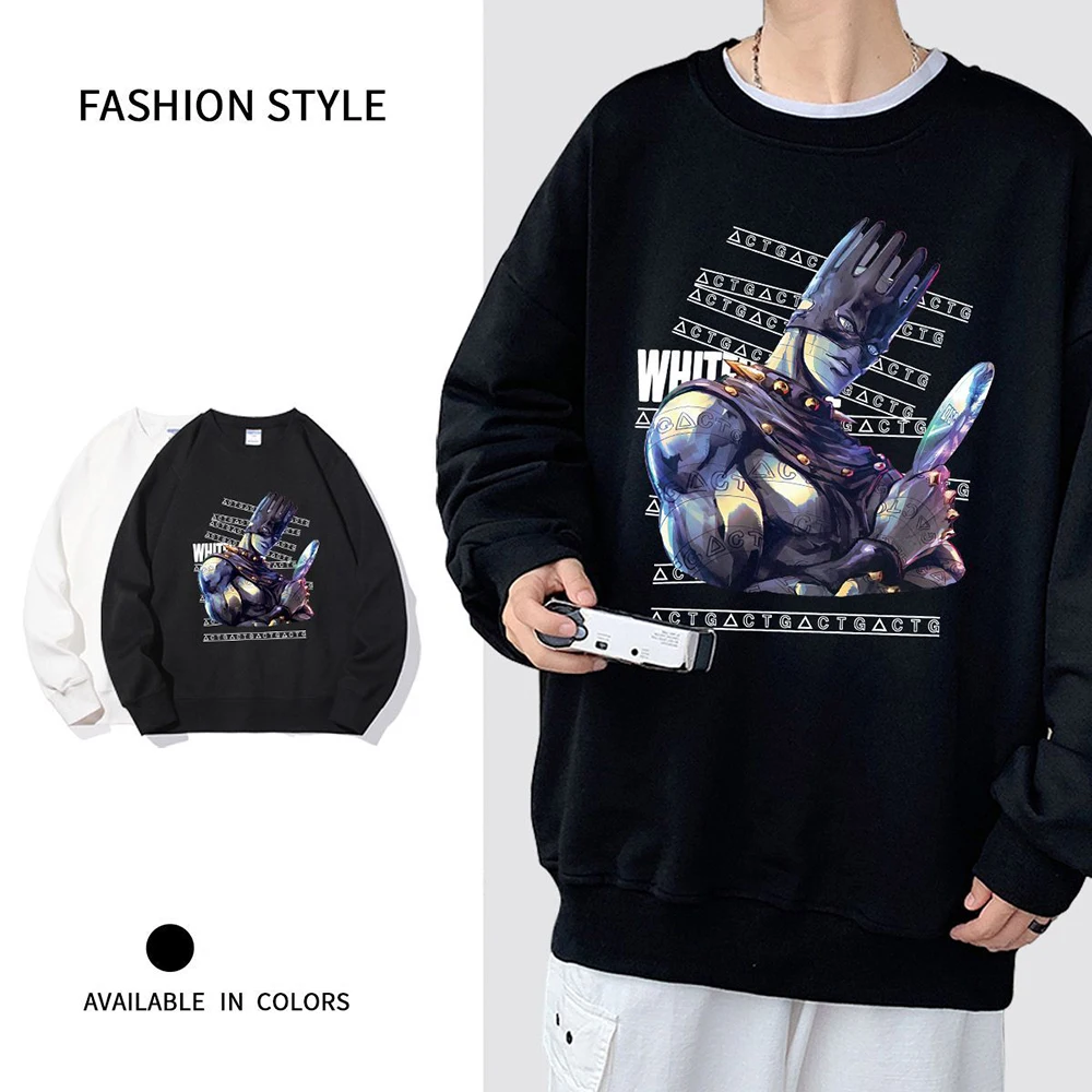 White Snake Anime Sweatshirts JoJo’s Bizarre Adventure Manga Graphic Oversized Men Pullover Tracksuit Women Top Winter Clothes