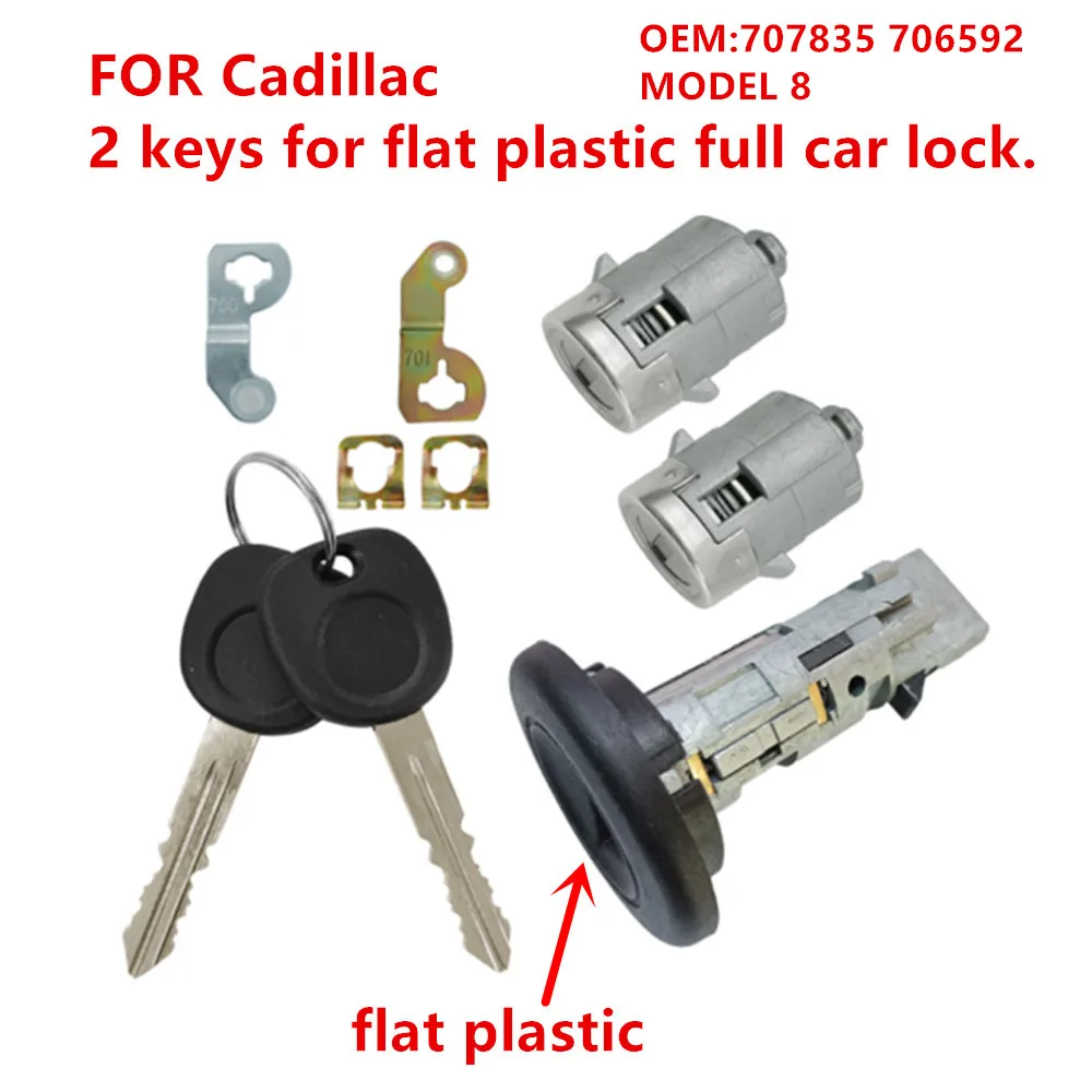 7-8-9 FOR Cadillac - 7-piece flat plastic full car lock set.2 or 4 keys for flat plastic full car lock.High quality