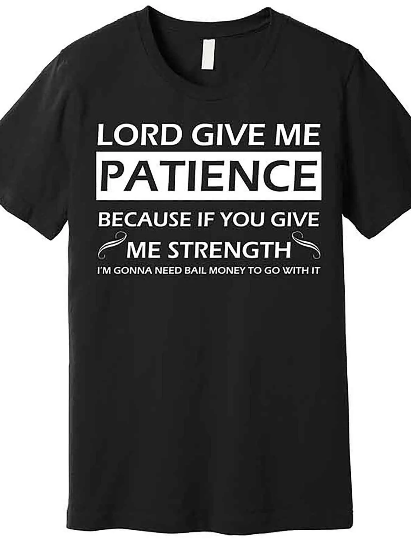"Lord Give Me Patience" Graphic T-Shirt - Women's Casual Crew Neck, Ideal for Valentine's Day, New Year's Gifts