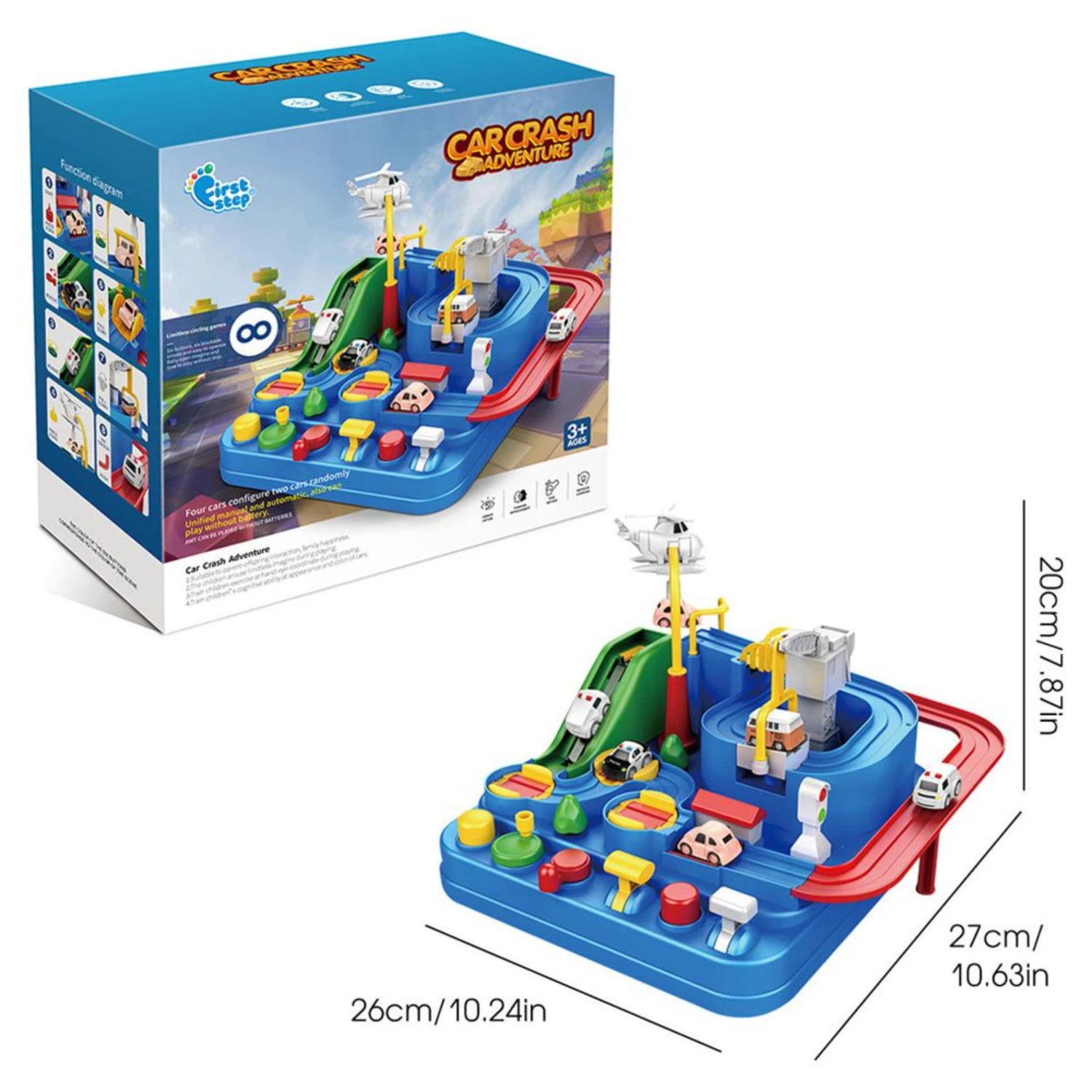 

Car Adventure Toys Kids Race Tracks for Boys Gifts for Age 2 3 4 5 6 Year Old Boys Girls, Puzzle Car Tracks Playsets City Rescue