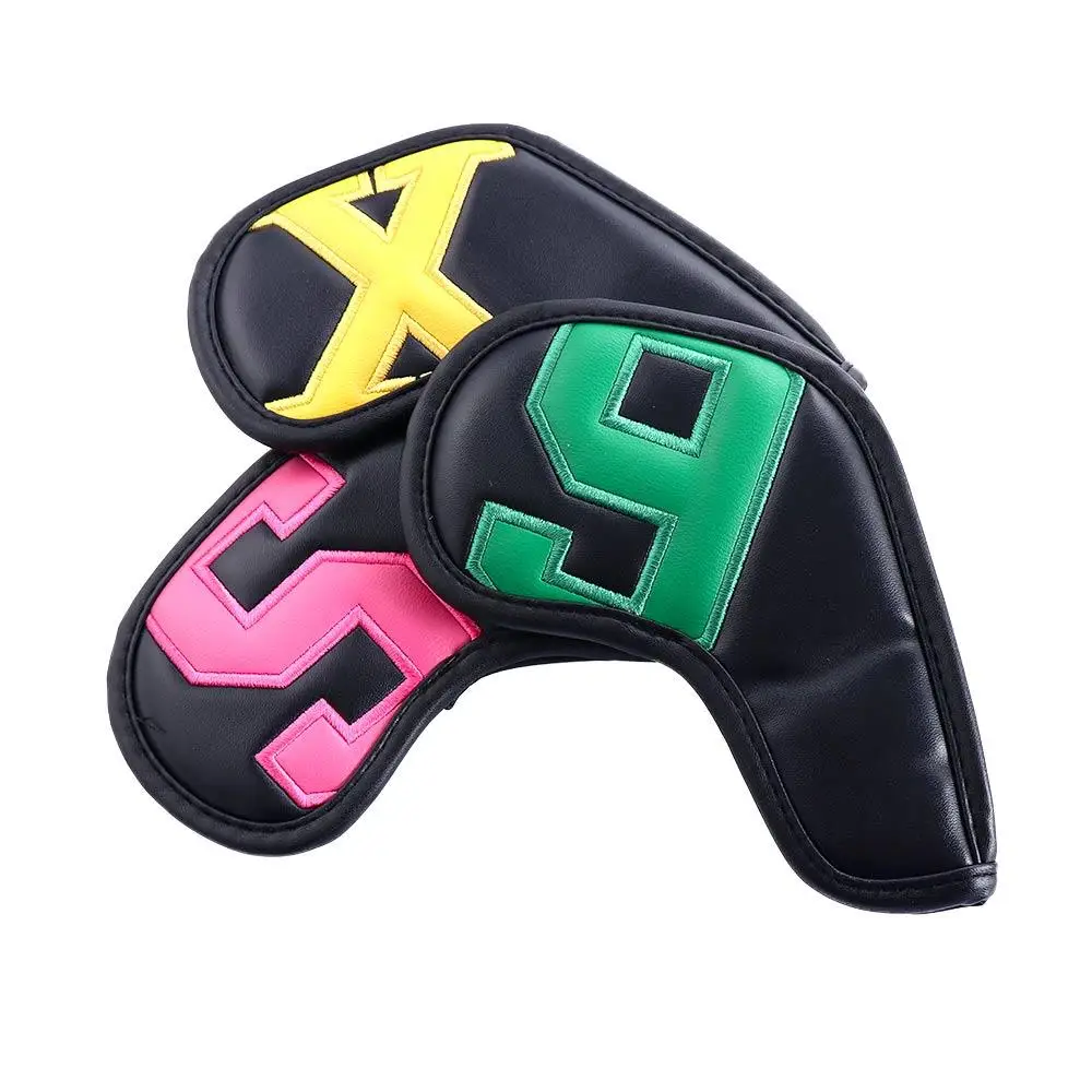 6 Clors High-end Dustproof Covers 4-9 ASPX PU Leather Golf Wedge Cover Protective Cover Golf Iron Covers Golf Club Head Covers