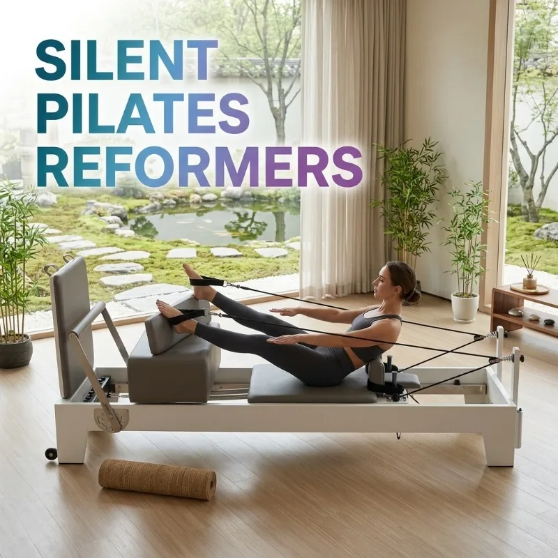 Professional Studio Grade Reformer Machine Solid Oak Baking Wood Core Bed Premium Yoga Silent Reformer