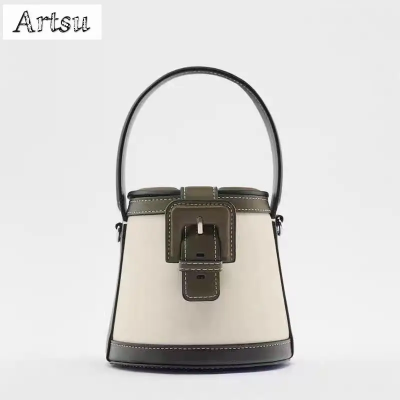 

2024 Women's Bag Shoulder Bags New Fashion Contrasting Color Niche Bucket Bag Handbag Leisure Versatile Outdoor Crossbody Bags