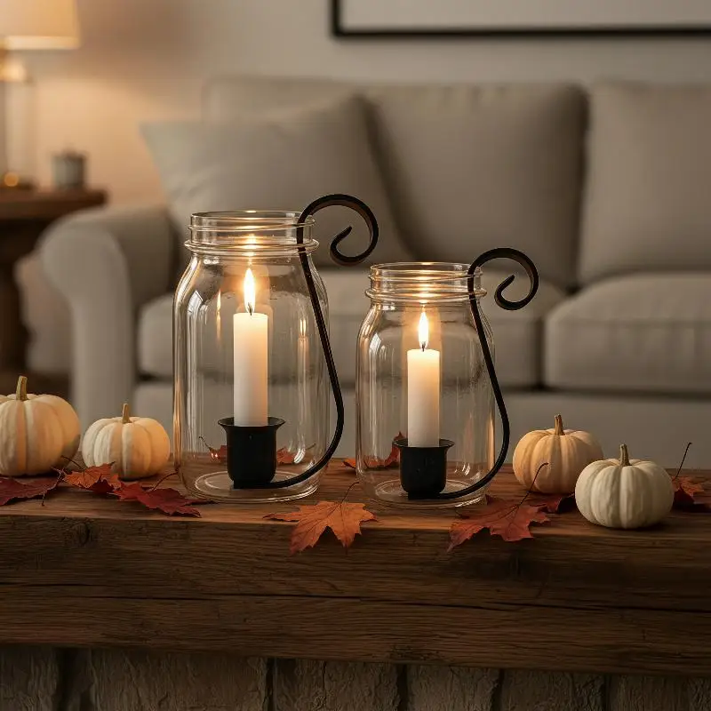 Rustic Farmhouse Metal Candle Holder Wall Mounted Vintage for Jars Small Apartment Space Saving Decor 1/2Pcs