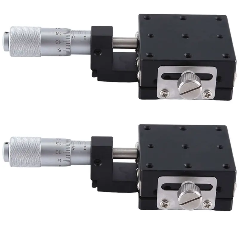 ABGH-2X X Axis 40X40mm Knob Micrometer Sliding Stage Guide Rail Type Platform Manual Displacement Sliding Table(LGX40-C)