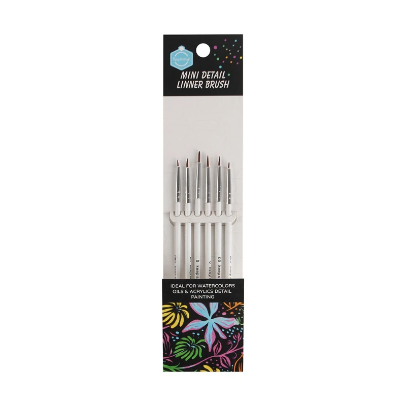 6pcs Nylon Detail Paint Brush Set Strong Water Absorption for Acrylic Gouache Watercolor Digital Oil Painting Hook Line Strokes