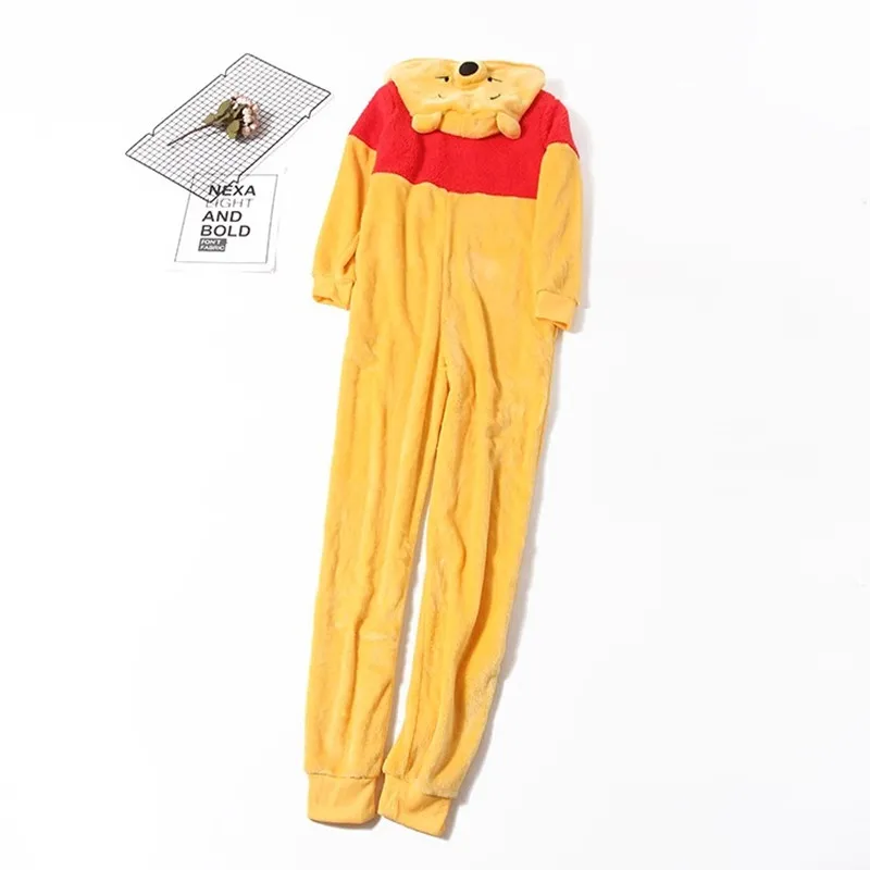 Onesies pour femmes, vêtements de détente de dessins animés d'automne et d'hiver, velours à capuche, la combinaison est PO gy, costume thermique pour couple