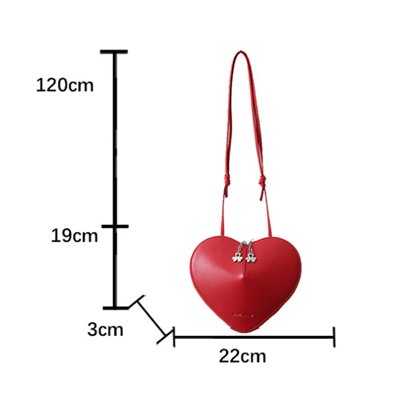 New Genuine Leather Peach Heart Bag Simple Versatile Crossbody Bag High Quality 3D Love Heart