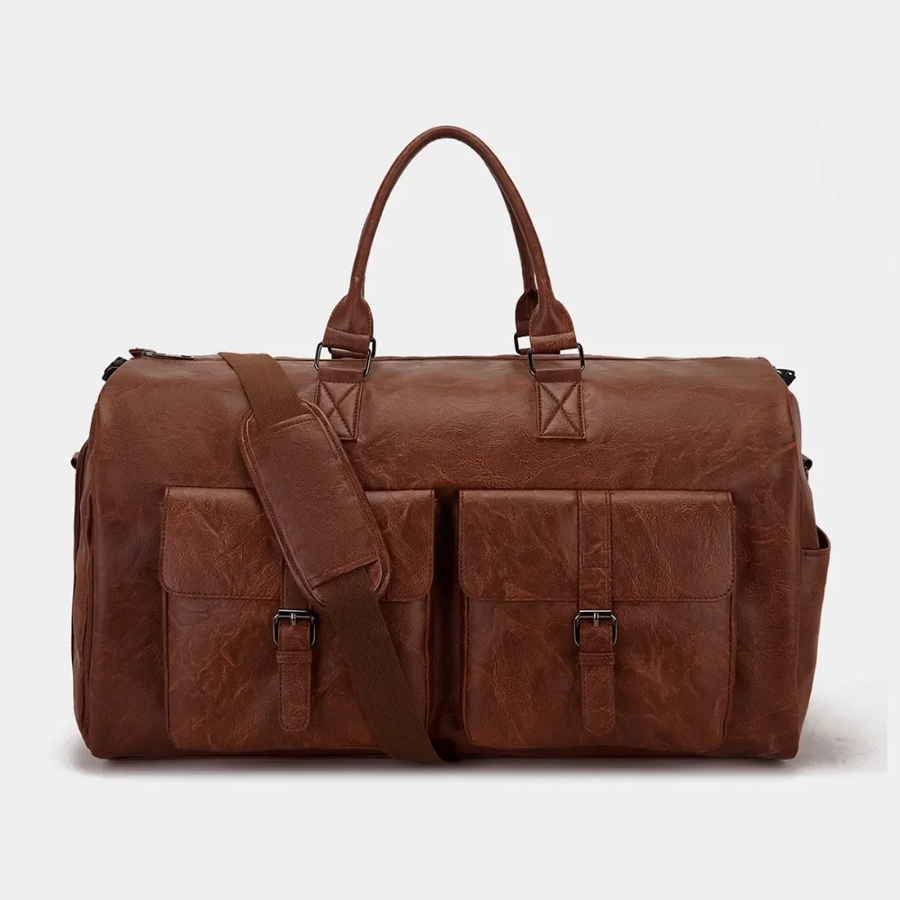 Convenient travel carry on clothing bag large PU leather luggage bag women\'s fashion travel bag suitcases and travel bags