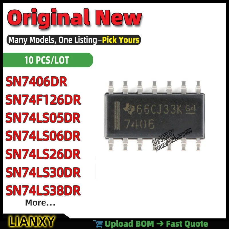 SN74LS06DR SN74LS05DR SN74F126DR SN7406DR SN74LS38DR SN74LS30DR SN74LS26DR SOIC-14 HEX INVERTER New Original