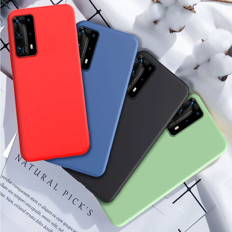 10x for Huawei P40 P30 P20 Lite Case Liquid Silicone Soft Cover for Huawei P40 P30 Lite Mate 20 30 Pro Honor 8X V30 Nova 6 Case