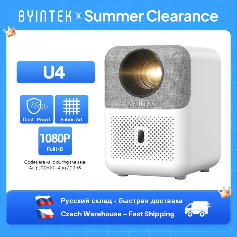 Projetor Mini Smart para Home Theater BYINTEK U4 LOVE 1, Vídeo 4K 1080P, Android WIFI para Cinema em Smartphone