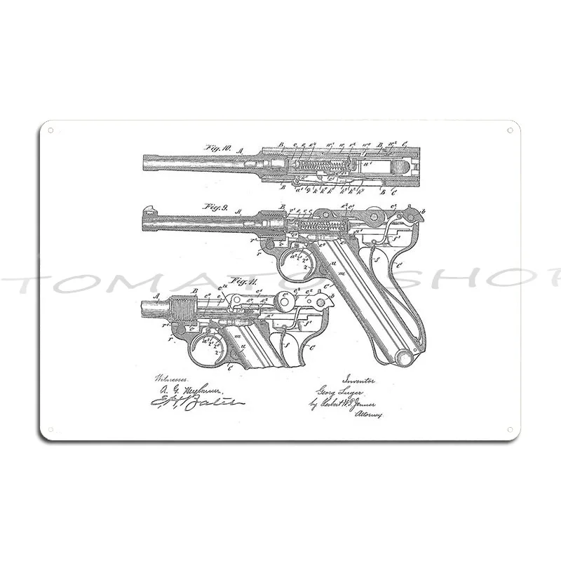 Vintage Rifle Blueprint Classic Rifle Revolver  Metal Plaque Poster Mural Cinema Pub Mural Create personalized  Tin Sign Poster
