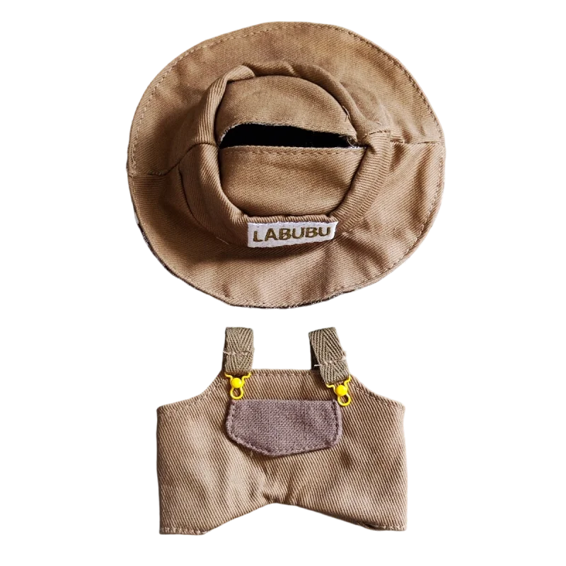

Clothes For Labubu Outfit Accessories Korea Kpop Exo17cm Labubu V1V2 Brown and green pocket strap set Clothing Gift waist bag