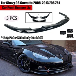 For Chevy C6 Corvette 2005-2013 Z06 ZR1 Style Wide Body Models Car Front Bumper Lip Splitter Lip Carbon Fiber Style Matte Black