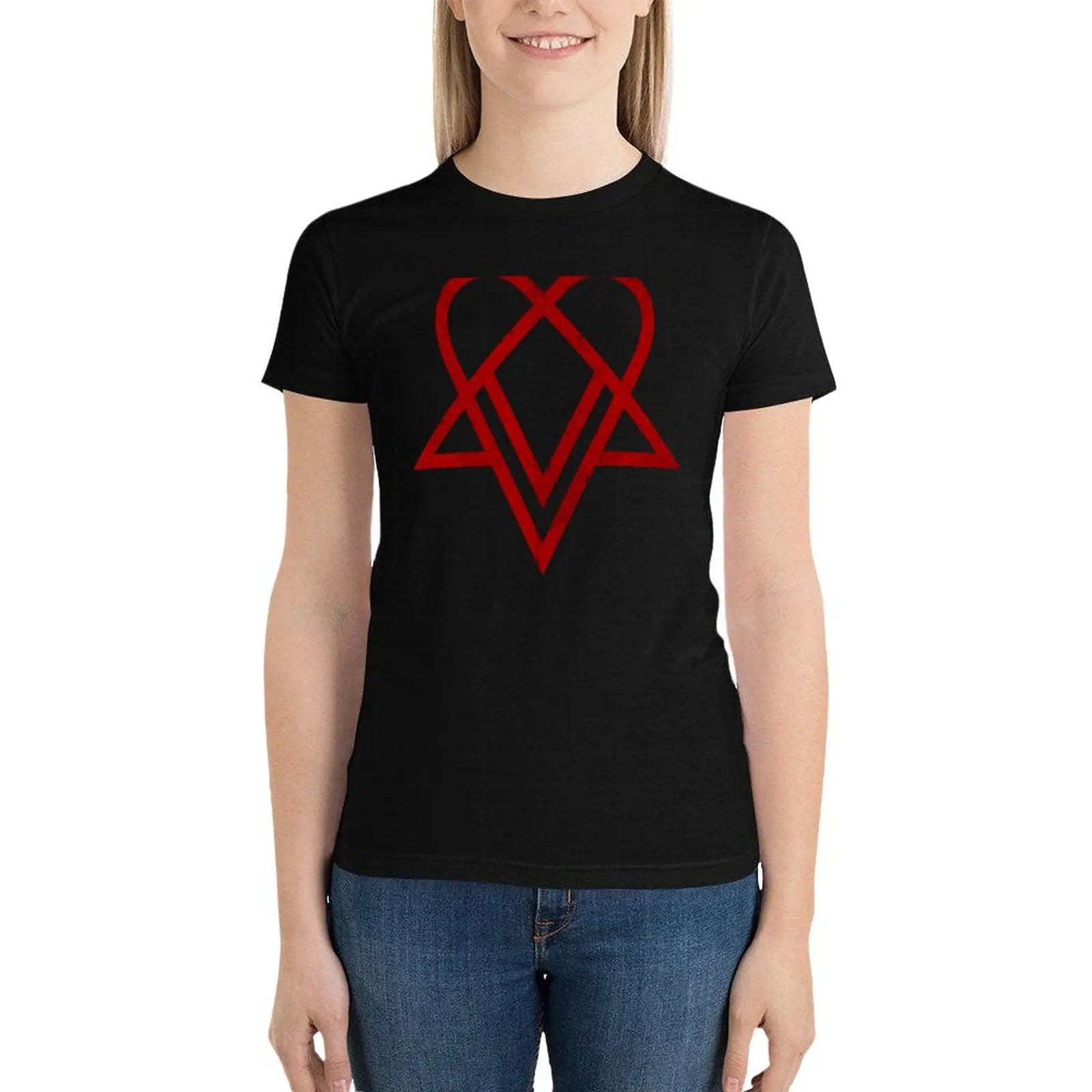 

Heartagram Him Band Logo Tee Heartagram symbol Ville Valo T-Shirt sweat anime workout t shirts for Women