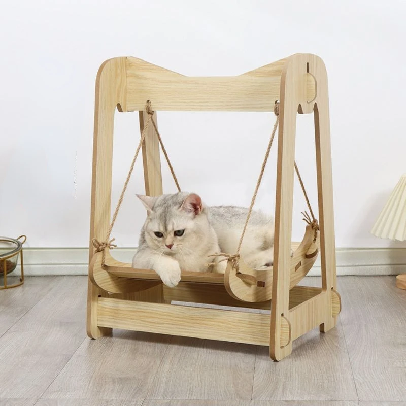 

Cat Swing Hammock Wooden Summer Hanging Cat Bed Four Seasons General Pet Bed Pet Cat Accessories Easy To Assemble And Detach