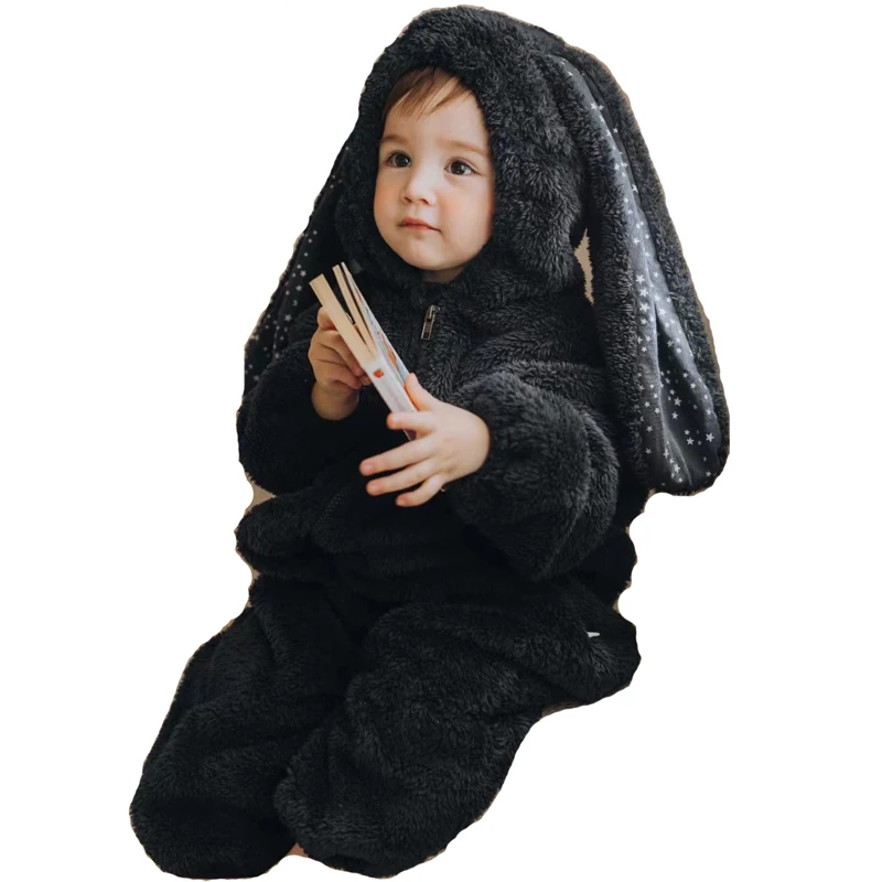 Baby Meisje Outfits Pluche Onesies Eendelig Lange Oor Konijn Jumpsuit Voor Kinderen Kigurumi Chirldren Bunny Cosplay Kostuum Feest Cadeau