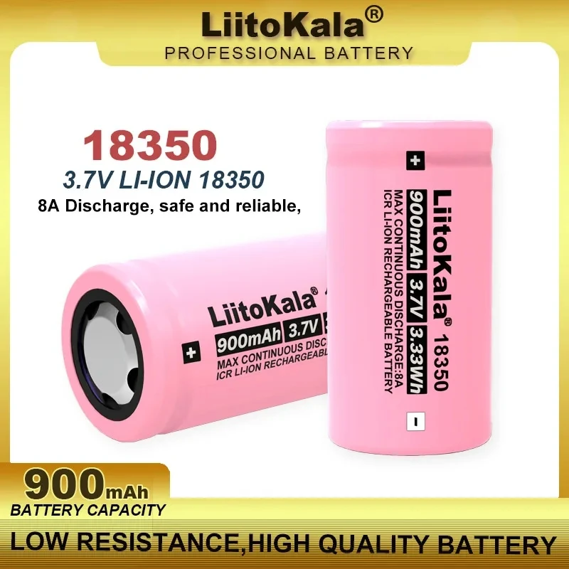 1-20PCS Liitokala New ICR 18350 900mAh power rechargeable lithium battery 3.7V 8A power for electrical tools flashlight