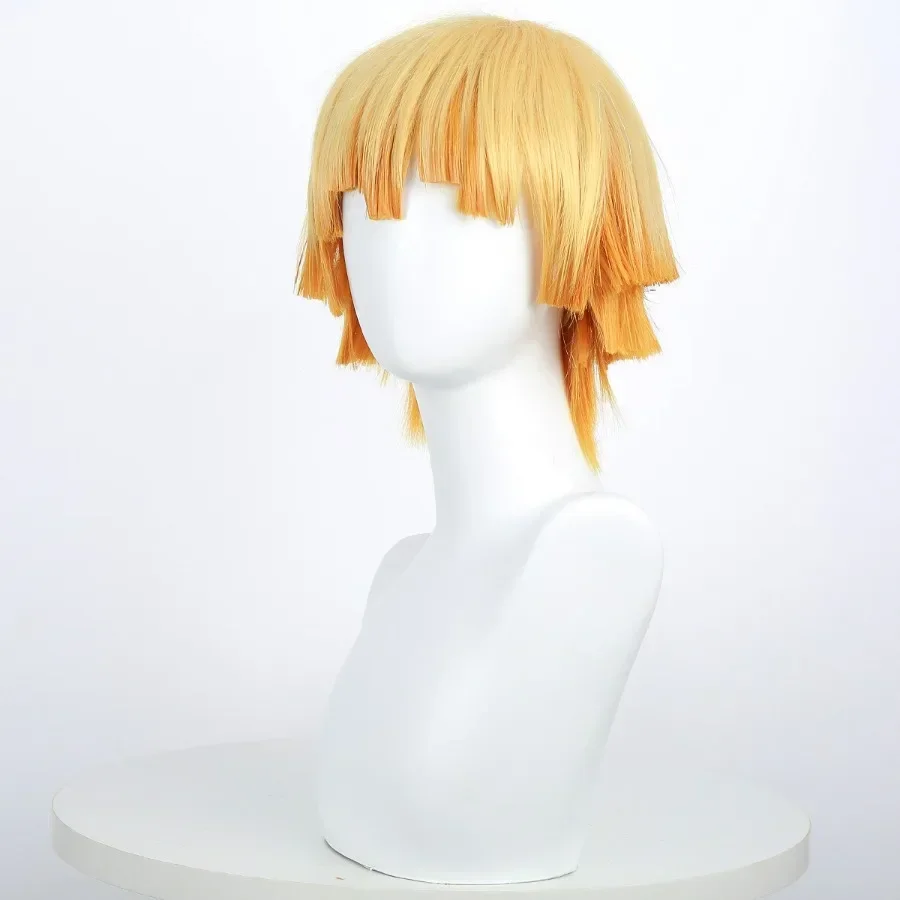 Zenitsu Anime Cosplay Wigs Short Yellow Wig Cosplay Orange Anime Festival Cosplay Wig for Halloween Party Cosplay Synthetic Wig