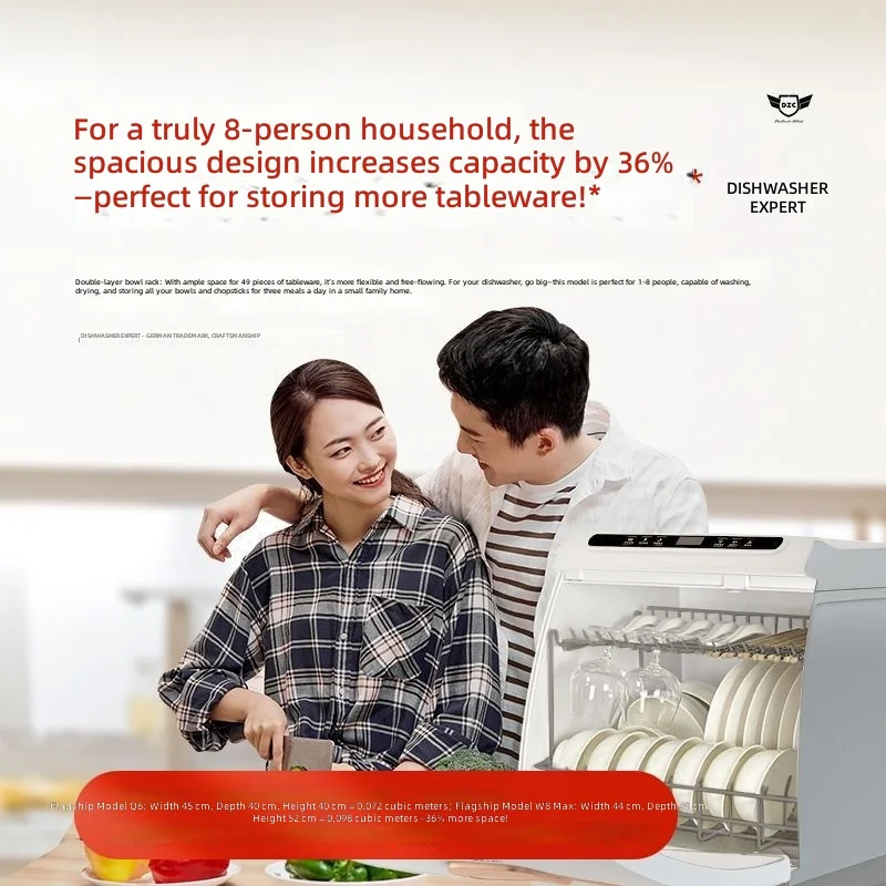 Countertop Dishwasher, 8 Place Settings, Smart Portable No Installation, Embedded for Home Kitchen, Large Capacity