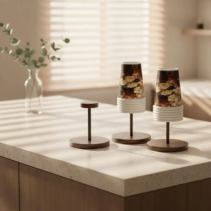 Walnut Colored Wooden Disposable Paper Cup Holder, Suitable for Household Coffee Corners, Kitchens, and Small Bar Counters